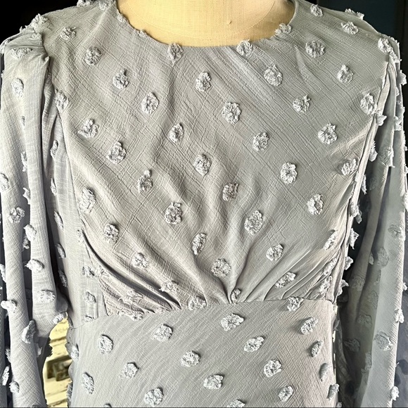 Anthropologie Michaela Textured Blue Midi Dress NWT New 2P - Picture 2 of 10